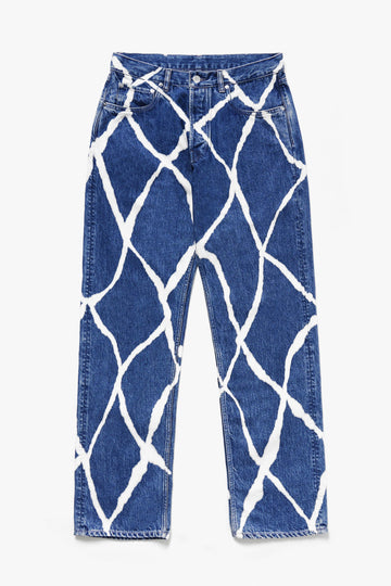 Oxley Hand Printed Organic Bleached Cotton Denim Jeans - Oxley Official